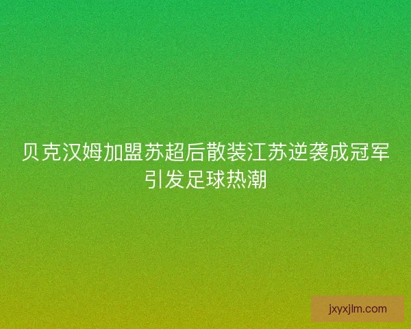 贝克汉姆加盟苏超后散装江苏逆袭成冠军引发足球热潮